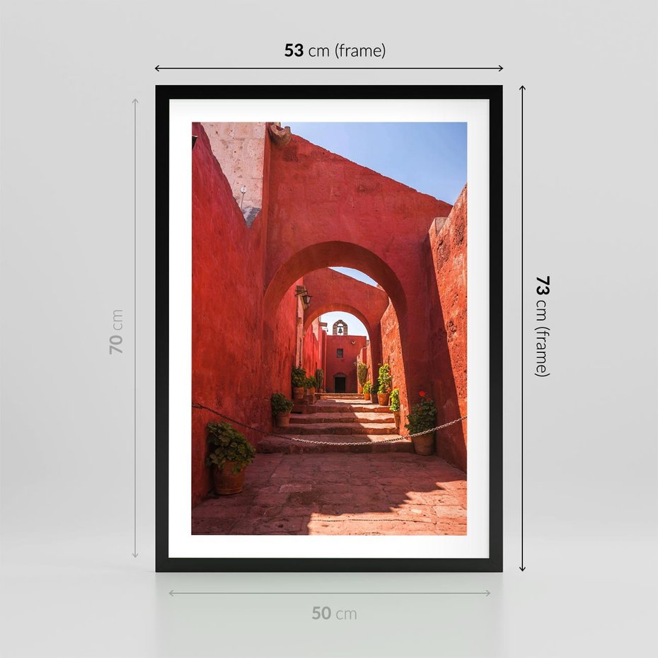 Plakat w ramie 50x70 - Perspektywa Uliczki - uliczka, perspektywa - rama czarna