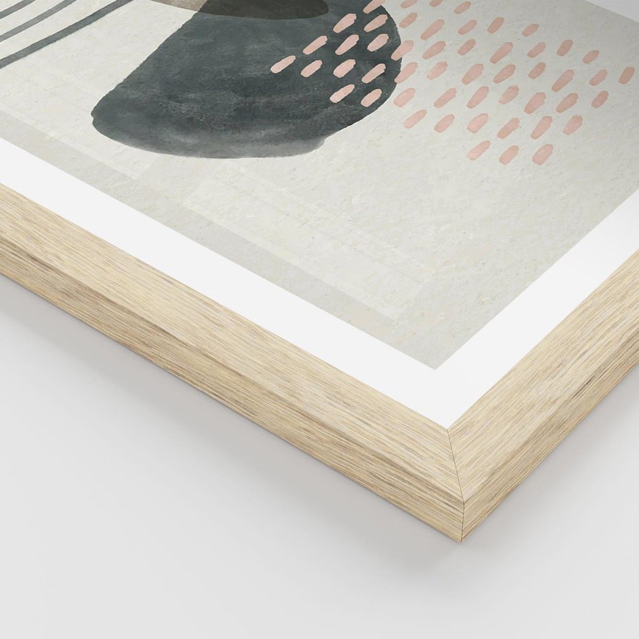 Plakat w ramie 40x50 - Geometria w Beżowych Odcieniach - abstrakcja, geometria - rama drewno