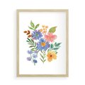 Plakat w ramie 50x70 - Kwiatowe Opowieści - akwarelowe polne kwiaty, minimalistyczna sztuka - rama drewno