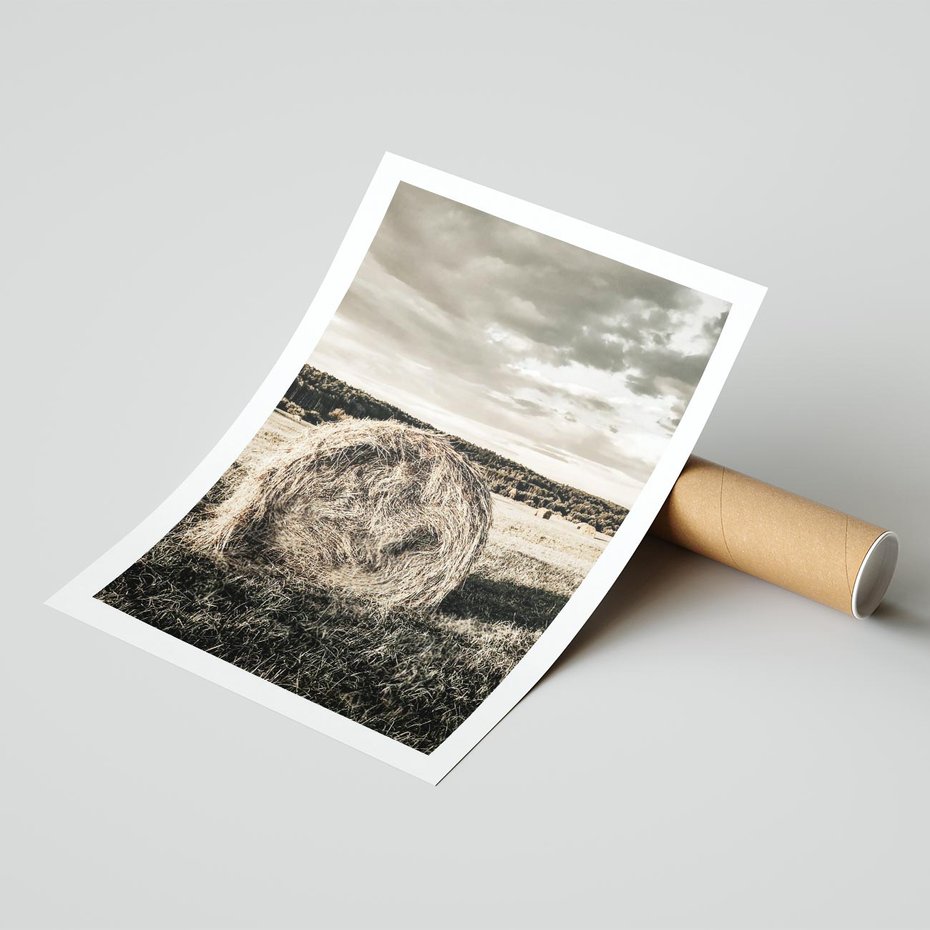 Plakat bez ramy 21x30 - Ciepło Natury - snopki siana, pole