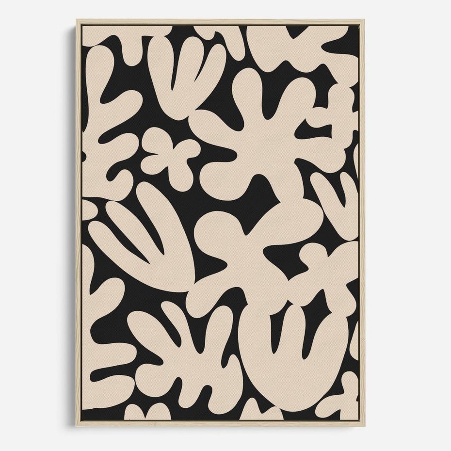 Obraz w ramie 70x100 - Księga Ukrytych Widoków - abstrakcyjne czarno białe formy, minimalizm - rama drewno