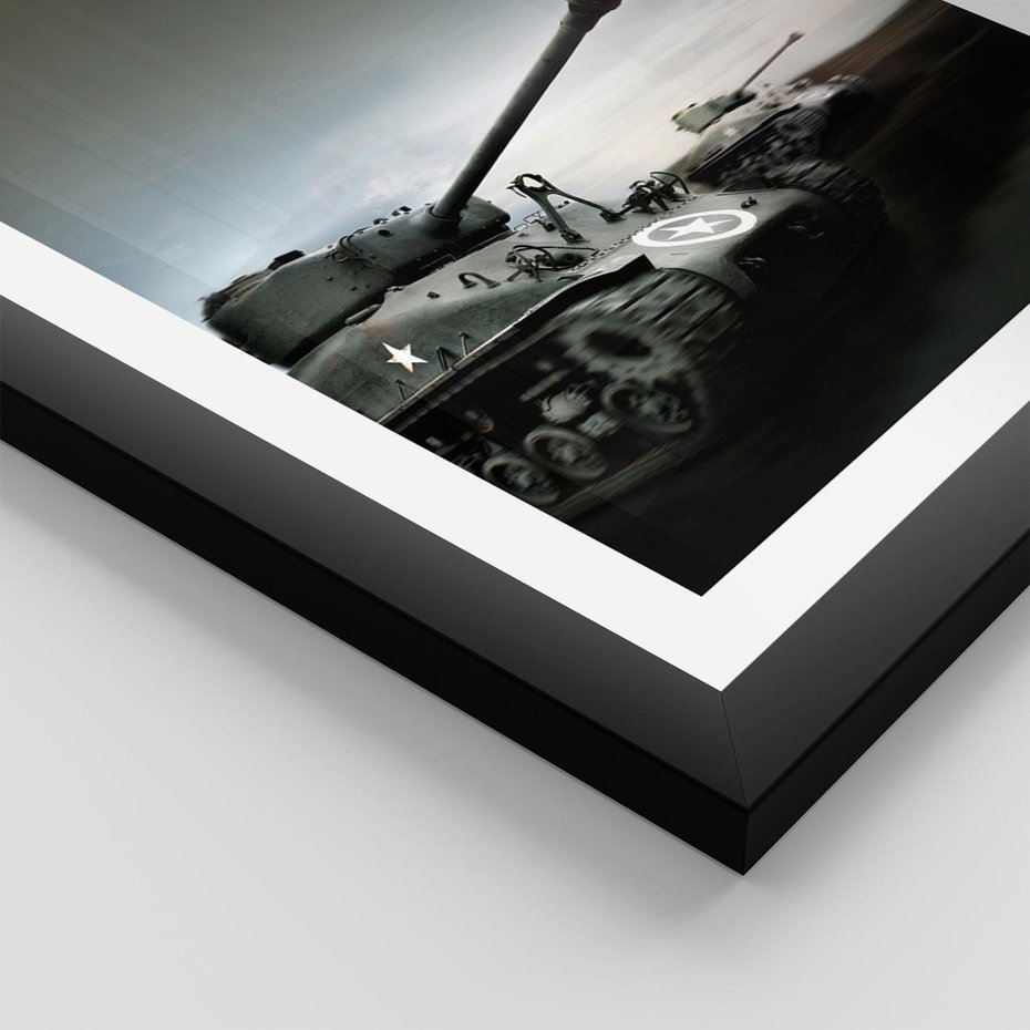 Plakat w ramie 40x50 - Siła i determinacja: czołgi wojenne - czołgi, wojna - rama czarna