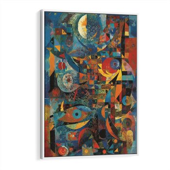 Obraz w ramie 80x120 - Migotliwe Przesunięcia Konturów - abstrakcyjny obraz, sztuka abstrakcji - rama biała