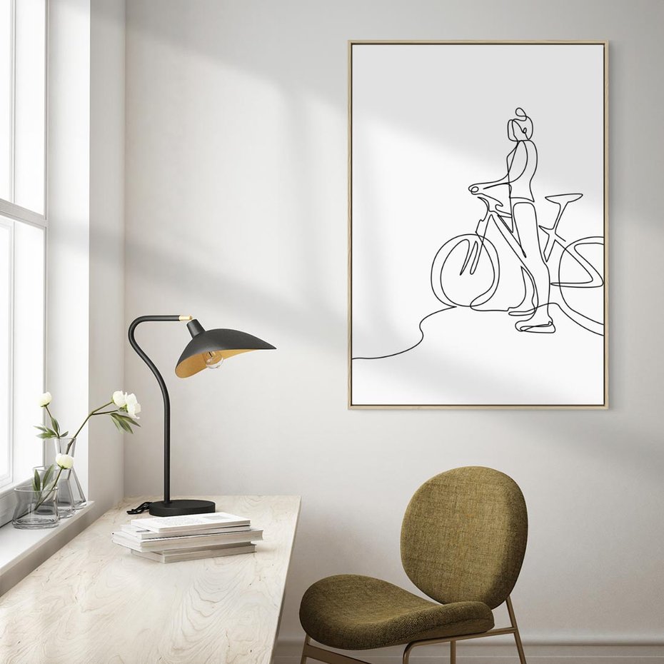 Obraz w ramie 80x120 - Minimalistyczna Przejażdżka - szkic, minimalizm - rama drewno