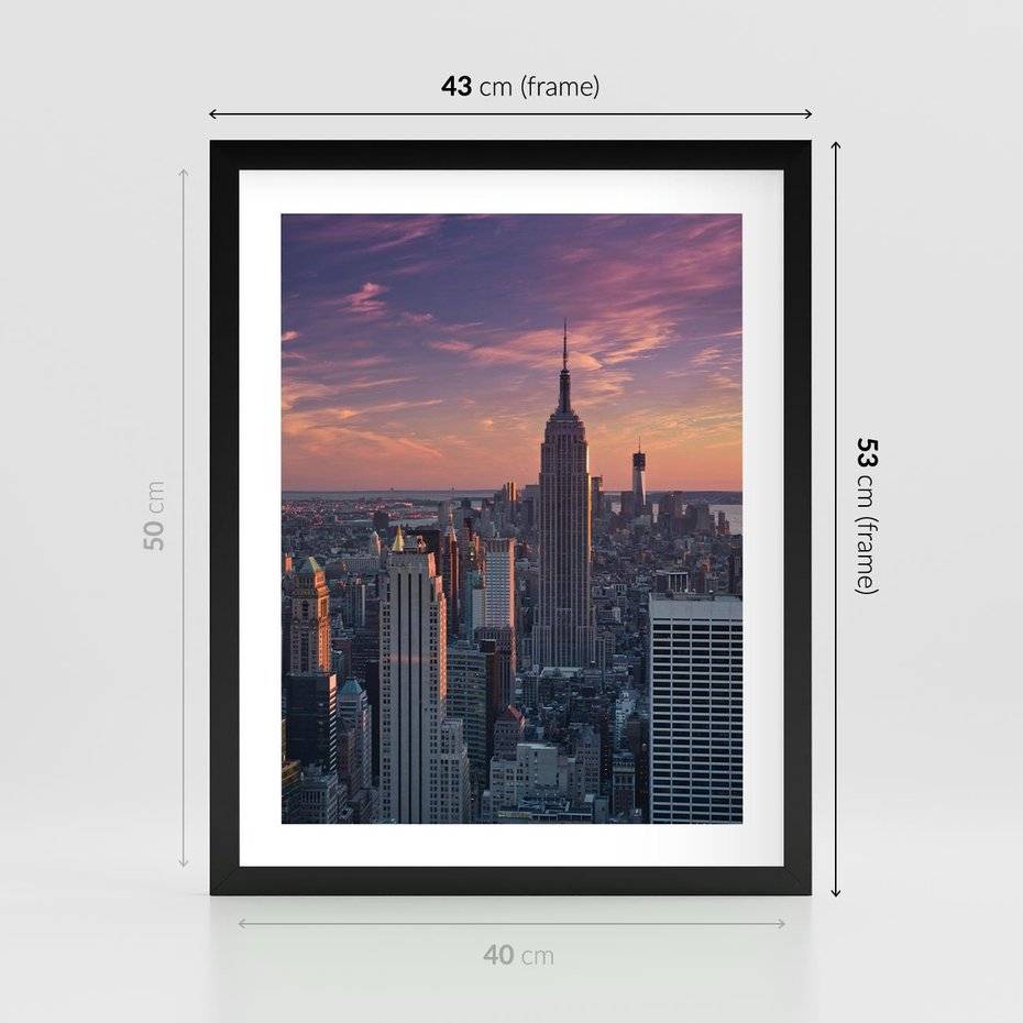 Plakat w ramie 40x50 - Nowy Jork - Błyskawice Manhattanu - Nowy Jork, Manhattan - rama czarna