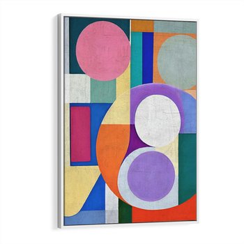 Obraz w ramie 80x120 - Migotliwe Impulsy Dźwięku - różne geometryczne formy, koła - rama biała