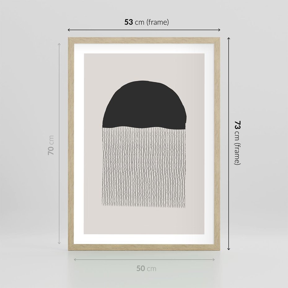 Plakat w ramie 50x70 - Wewnętrzne Widzenia - abstrakcyjna kompozycja, półkole - rama drewno