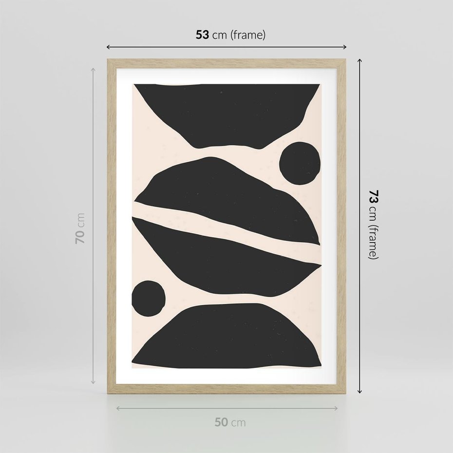 Plakat w ramie 50x70 - Surowa Abstrakcja - abstrakcyjny nowoczesny obraz, surowość - rama drewno