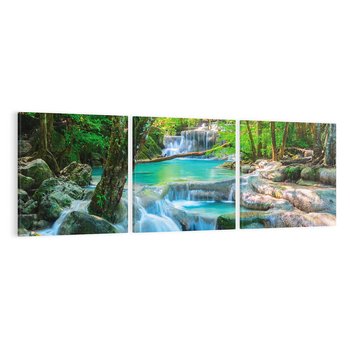 Obraz na płótnie 120x40 - Magia w lesie nad rzeką - wodospad, rzeka