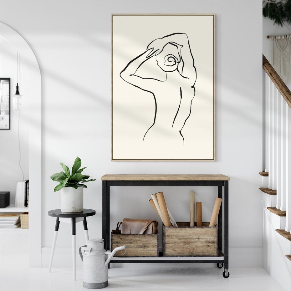 Obraz w ramie 70x100 - Tajemniczy Rytm - kobieta, posąg - rama drewno