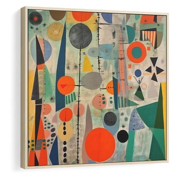 Obraz w ramie 80x80 - Wewnętrzne Zagadki Kształtów - abstrakcyjny obraz, sztuka abstrakcji - rama drewno