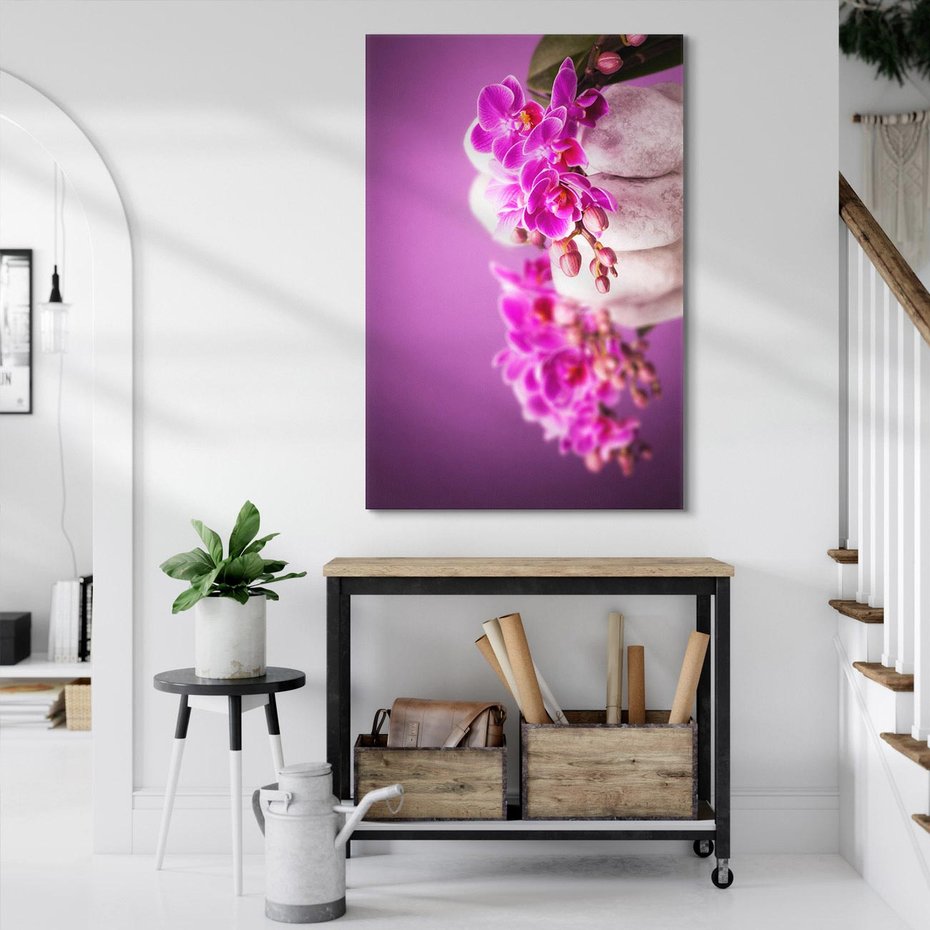 Obraz na płótnie 70x100 - Relaksująca orchidea w spa - spa, orchidea