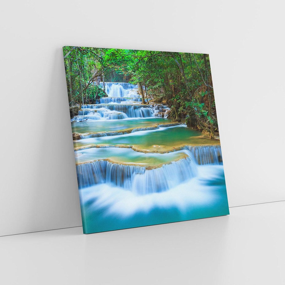 Obraz na płótnie 80x80 - Magia tajlandzkich wodospadów - wodospady, Tajlandia