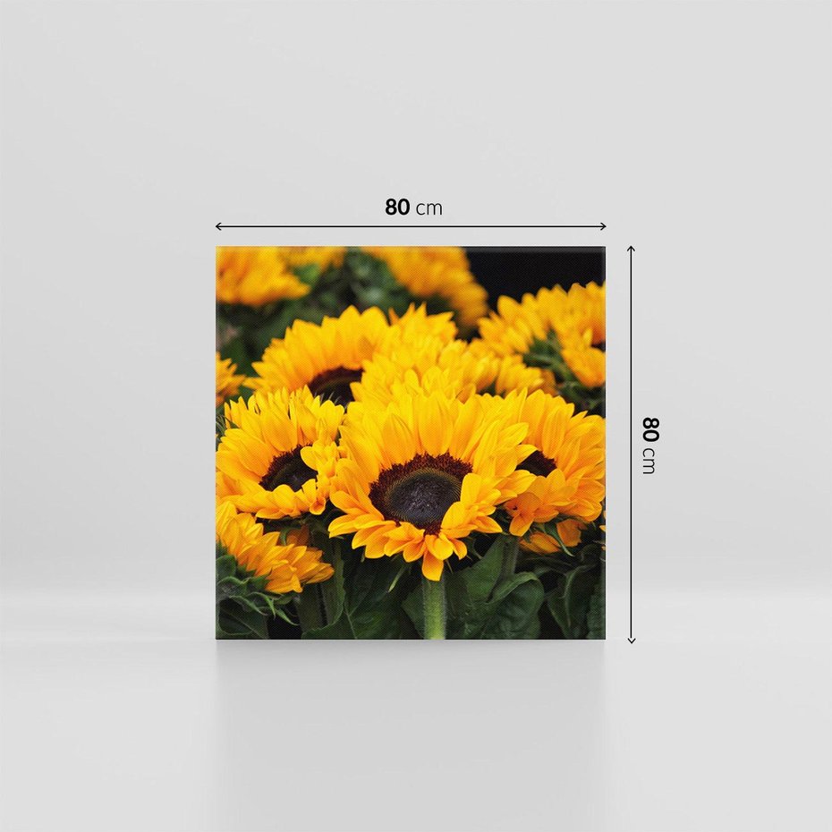 Obraz na płótnie 80x80 - promień słoneczny w kwiatowym świecie - słoneczniki, kwiat