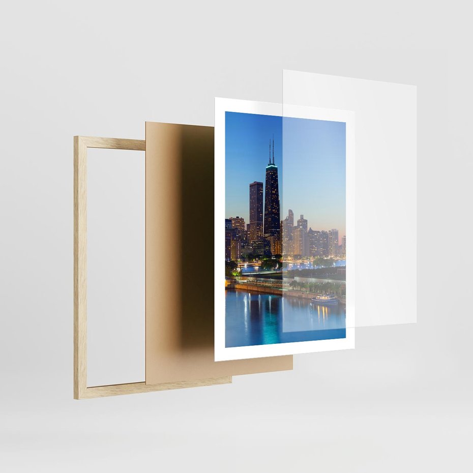 Plakat w ramie 50x70 - Miasto nad Rzeką - miasto, rzeka - rama drewno