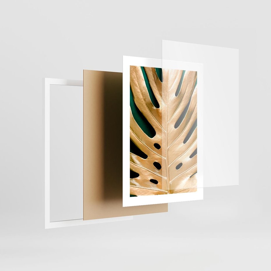 Plakat w ramie 30x40 - Piękno i Styl - złote, liście - rama biała