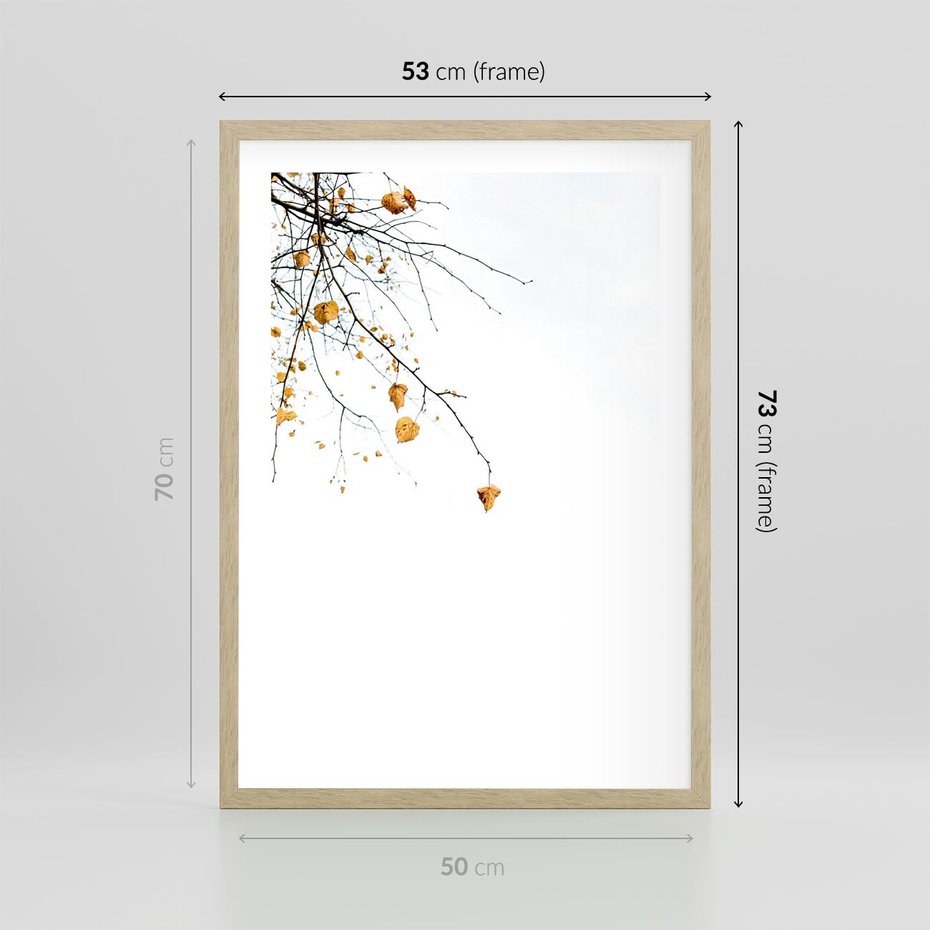Plakat w ramie 50x70 - Złota Jesień - drzewo, żółte liście - rama drewno