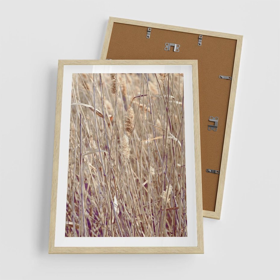 Plakat w ramie 50x70 - Suche Trawy w Wyjątkowym Stylu - suche trawy, boho styl - rama drewno