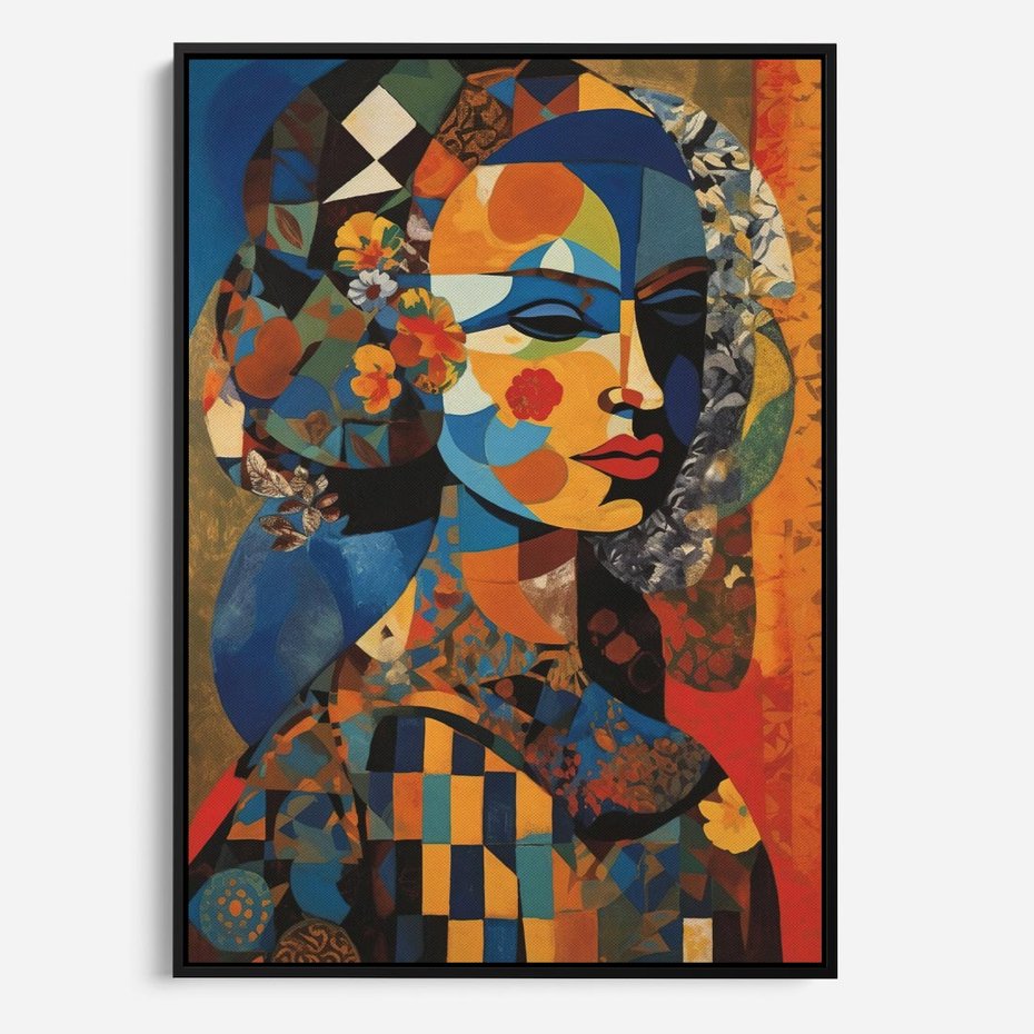 Obraz w ramie 50x70 - Impresje Cichego Szeptu - abstrakcyjny obraz, portret kobiety - rama czarna