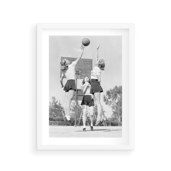 Plakat w ramie 40x50 - Sport to Zdrowie - retro zdjęcie, czarno białe - rama biała