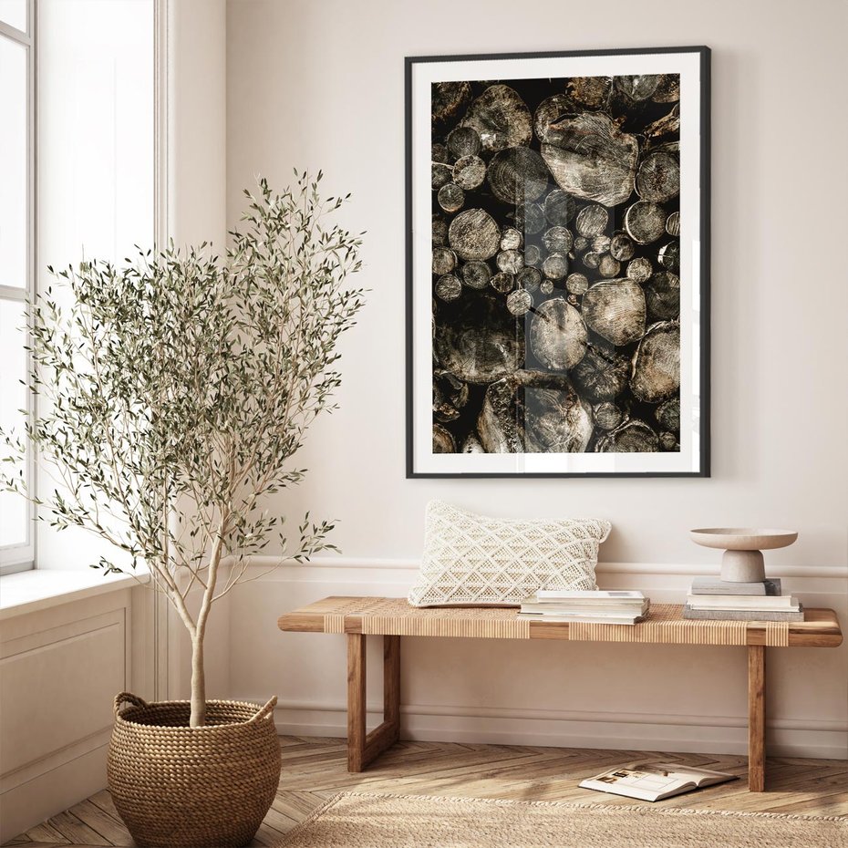 Plakat bez ramy 30x40 - Stos Drewna - kłody drewna, pociete drweno