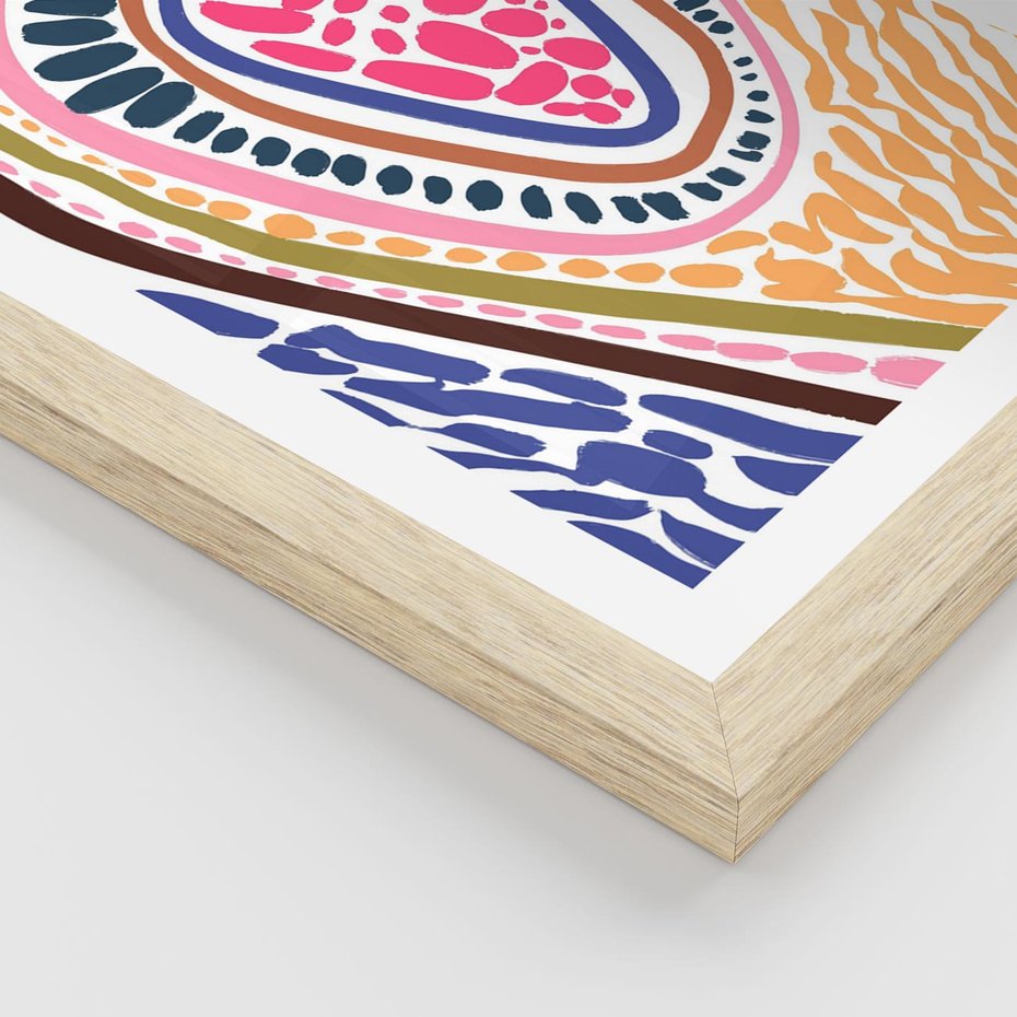 Plakat w ramie 30x40 - Rozchlapane Wizje - kolorowe wzory, tęczowe żywe kolory - rama drewno