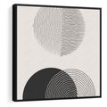 Obraz w ramie 50x50 - Przenikająca Rzeczywistość - abstrakcyjna kompozycja, okręgi i półokręgi - rama czarna