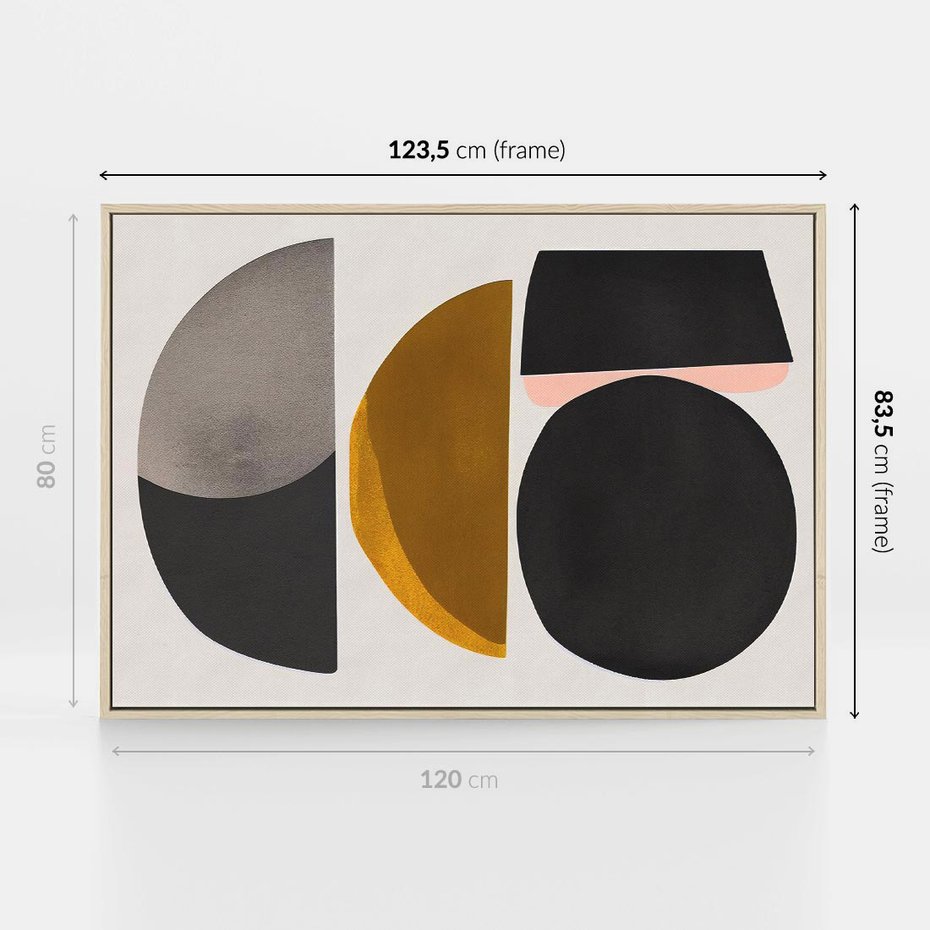 Obraz w ramie 120x80 - Tajemnice sztuki odkryte - geometryczne półkola, kształty - rama drewno