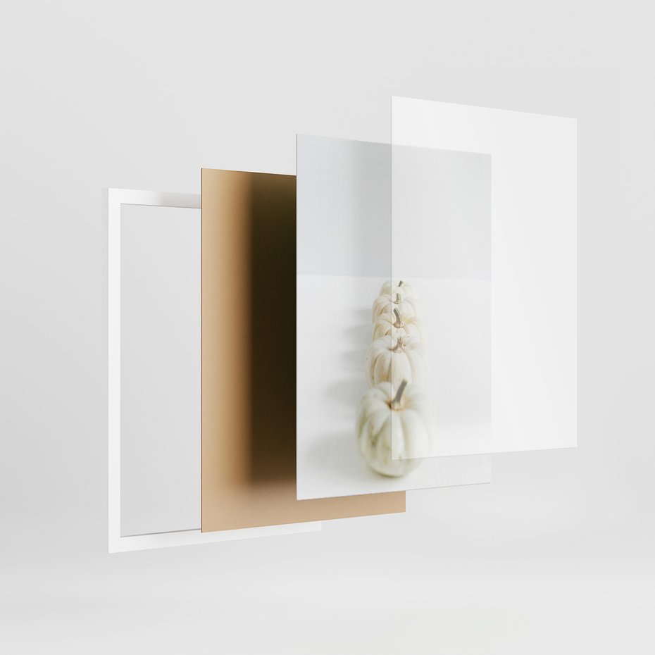 Zestaw obrazy w ramie 50x70 galeria - Białe, dynie, minimalizm - rama biała