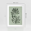 Plakat w ramie 30x40 - Zieleń Wyjątkowego Ukojenia - zielona abstrakcja, zgaszona zieleń - rama biała
