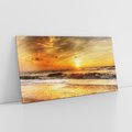 Obraz na płótnie 120x60 - Plaża Morza i Fale Zachodu Słońca - plaża, morze
