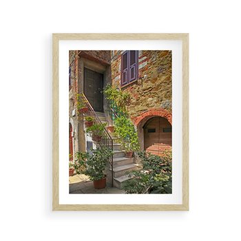 Plakat w ramie 50x70 - Wznies się na wyżyny - schody, perspektywa - rama drewno