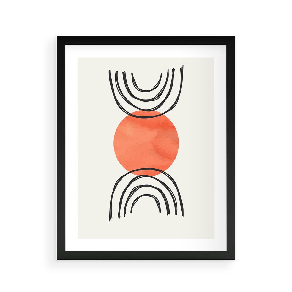 Plakat w ramie 40x50 - Lustrzane Widzenie - koło, boho styl - rama czarna