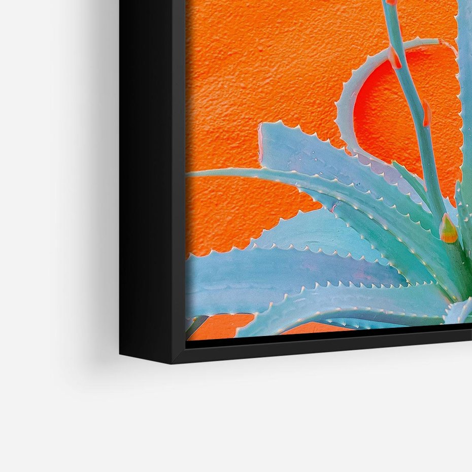 Obraz w ramie 50x50 - Naturalna Harmonia - kaktusy, liście - rama czarna