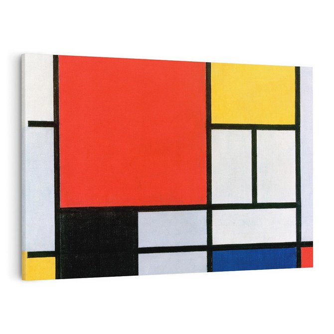 Obraz na płótnie 70x50 - "Composition with Red, Yellow, Blue, and Black" (1921), Piet Mondrian - Reprodukcja - reprodukcja, obraz na płótnie