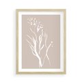 Plakat w ramie 50x70 - Impresje Pastelowych Nastrojów - minimalistyczny delikatny obraz, beżowe odcienie - rama drewno