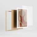 Plakat w ramie 50x70 - Kobiece Retro - minimalistyczny boho plakat, retro kobieta w stroju kąpielowym - rama drewno