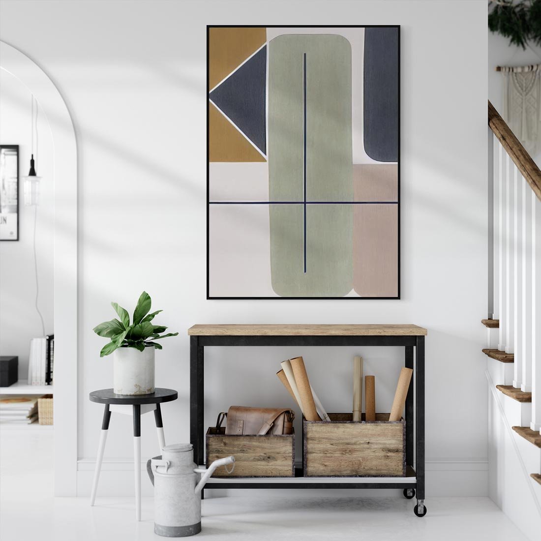 Obraz w ramie 70x100 - Sztuka Abstrakcji - geometryczne kształty, kolorowe prostokąty - rama czarna