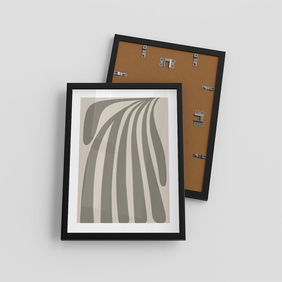 Plakat w ramie 30x40 - Beżowa Delikatność - nowoczesna sztuka, plakat modern - rama czarna