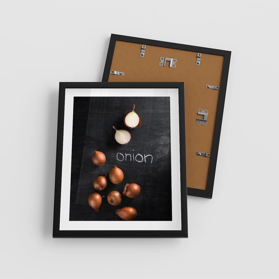 Plakat w ramie 40x50 - Aromatyczne Inspiracje - cebula, kuchnia - rama czarna