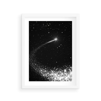 Plakat w ramie 50x70 - Kometa wśród gwiazd - kometa, gwiazdy - rama biała