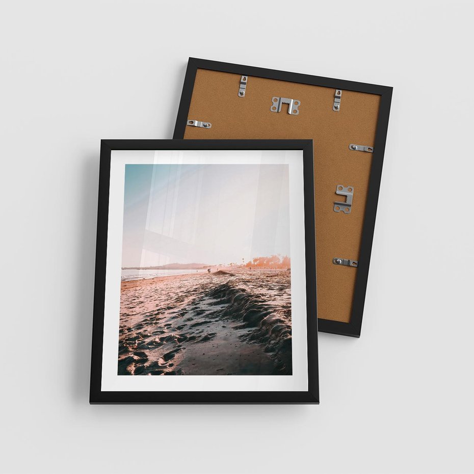 Plakat w ramie 40x50 - Błogie Chwile na Plaży - plaża, zachód słońca wakacje - rama czarna