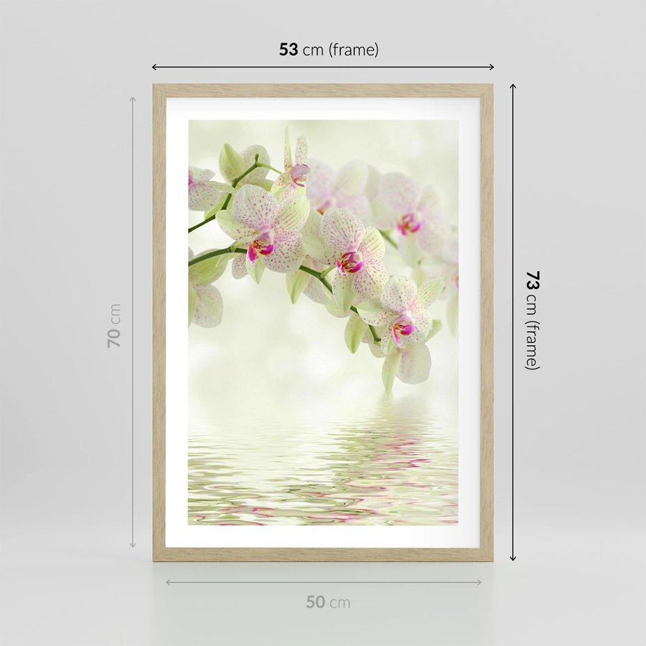 Plakat w ramie 50x70 - Orchidea w Spa - orchidea, kwiaty - rama drewno