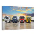 Obraz na płótnie 120x80 - Tiry i samochody w ruchu - ciężarówki, tiry