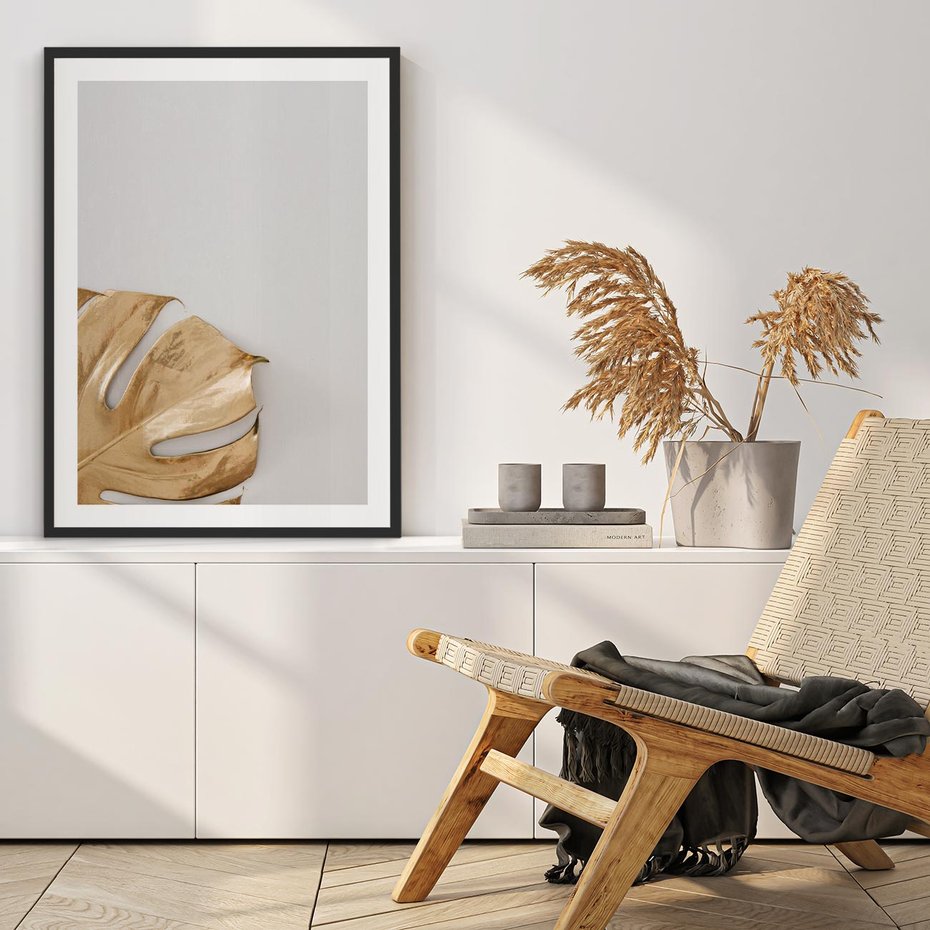 Plakat bez ramy 50x70 - Natury Szlachetność - złote, liście