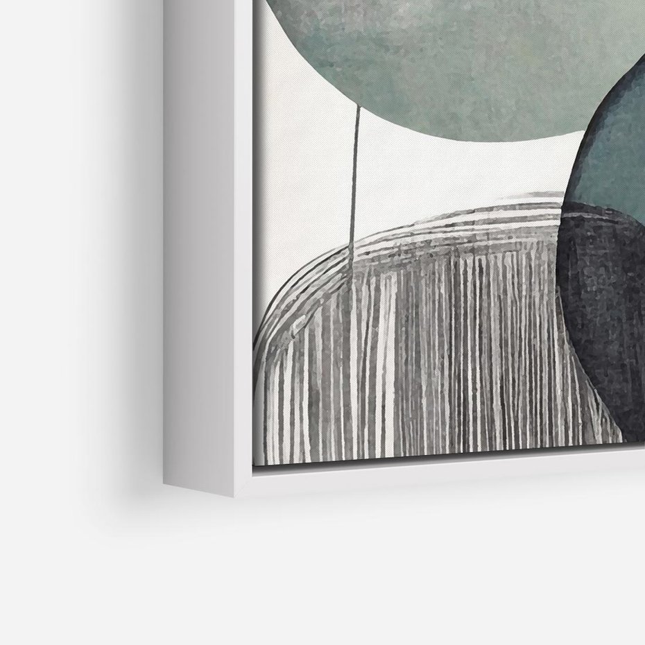 Obraz w ramie 80x80 - Przenikające Formy Duszy - abstrakcyjny obraz, geometryczne obłe formy - rama biała