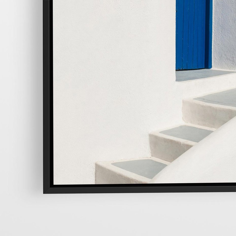 Obraz w ramie 50x50 - Powitanie Wyspy - Santorini, drzwi - rama czarna