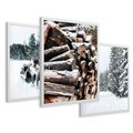 Zestaw obrazy w ramie 30x40 galeria - Zima, las, renifer, krajobraz - rama biała