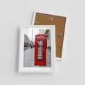 Plakat w ramie 30x40 - Londyńska budka w perspektywie - budka, Londyn - rama biała