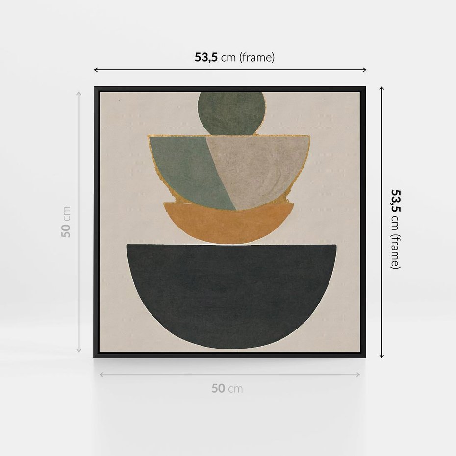 Obraz w ramie 50x50 - Podróżne Refleksyjne Odbicia - abstrakcyjny obraz, kolory ciepłe - rama czarna